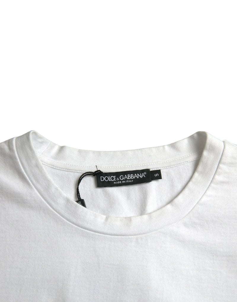 White Amor Heart Cotton Crewneck Short Sleeve T-shirt Dolce & Gabbana