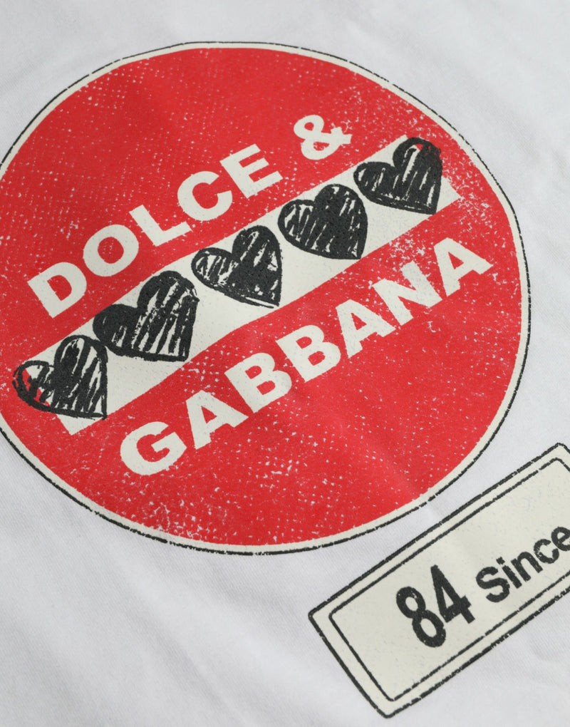 White Amor Heart Cotton Crewneck Short Sleeve T-shirt Dolce & Gabbana