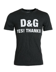 Gray Logo Print Crewneck Short Sleeve T-shirt Dolce & Gabbana