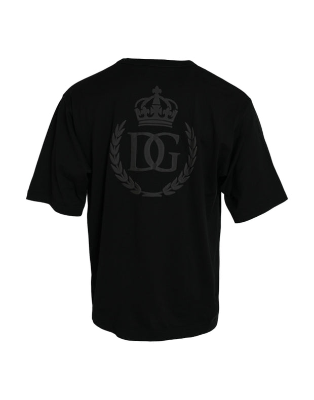 Black Logo Embossed Crew Neck Short Sleeves T-shirt Dolce & Gabbana