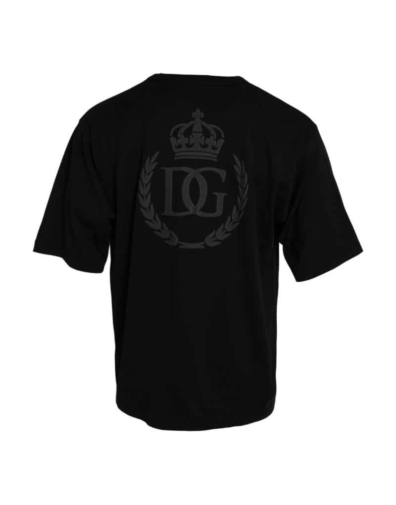 Black Logo Embossed Crew Neck Short Sleeves T-shirt Dolce & Gabbana