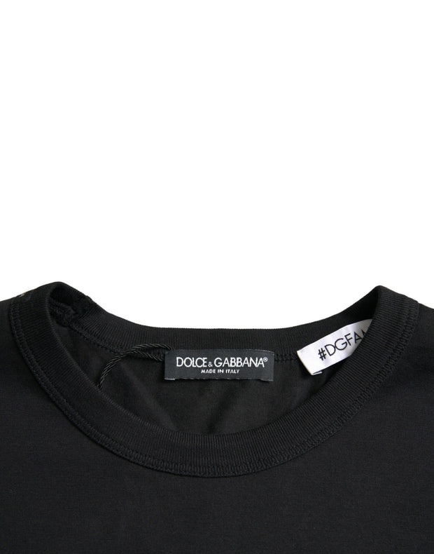 Black #DGFamily Cotton Crew Neck T-shirt Dolce & Gabbana