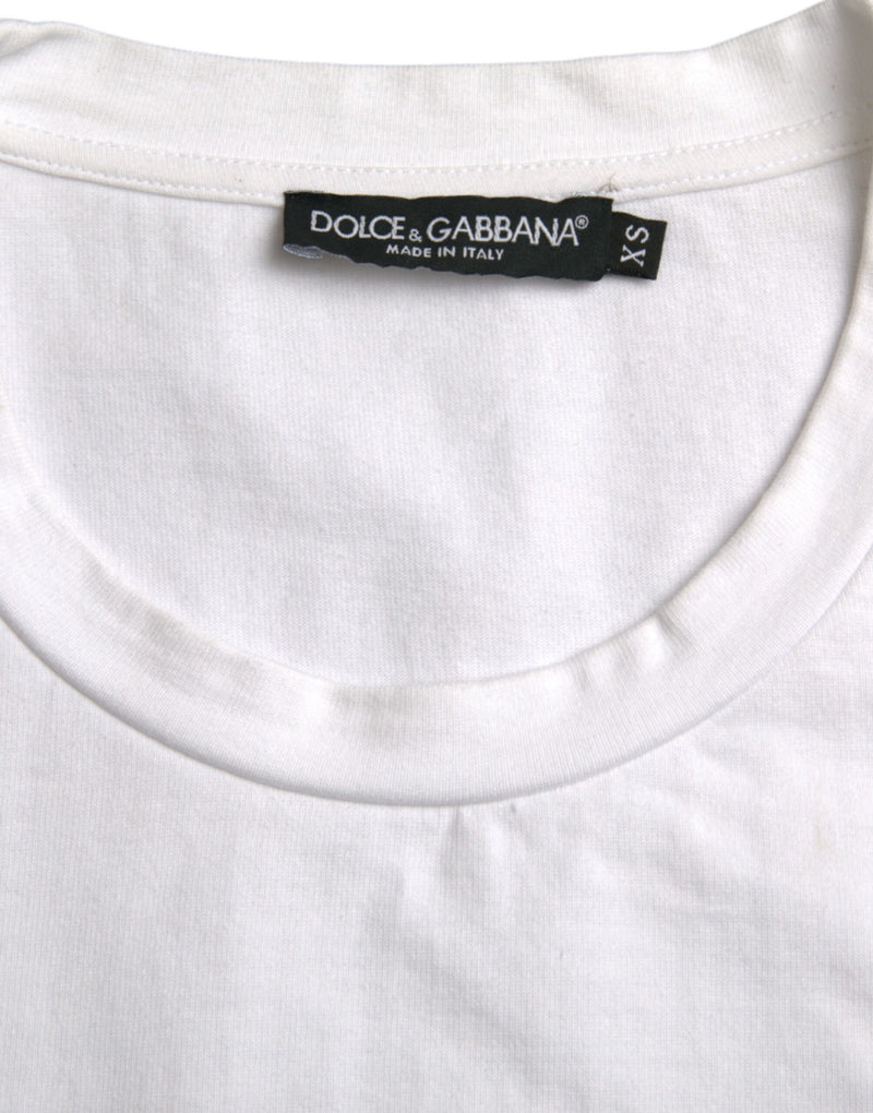 White Amor Heart Cotton Crewneck Short Sleeve T-shirt Dolce & Gabbana