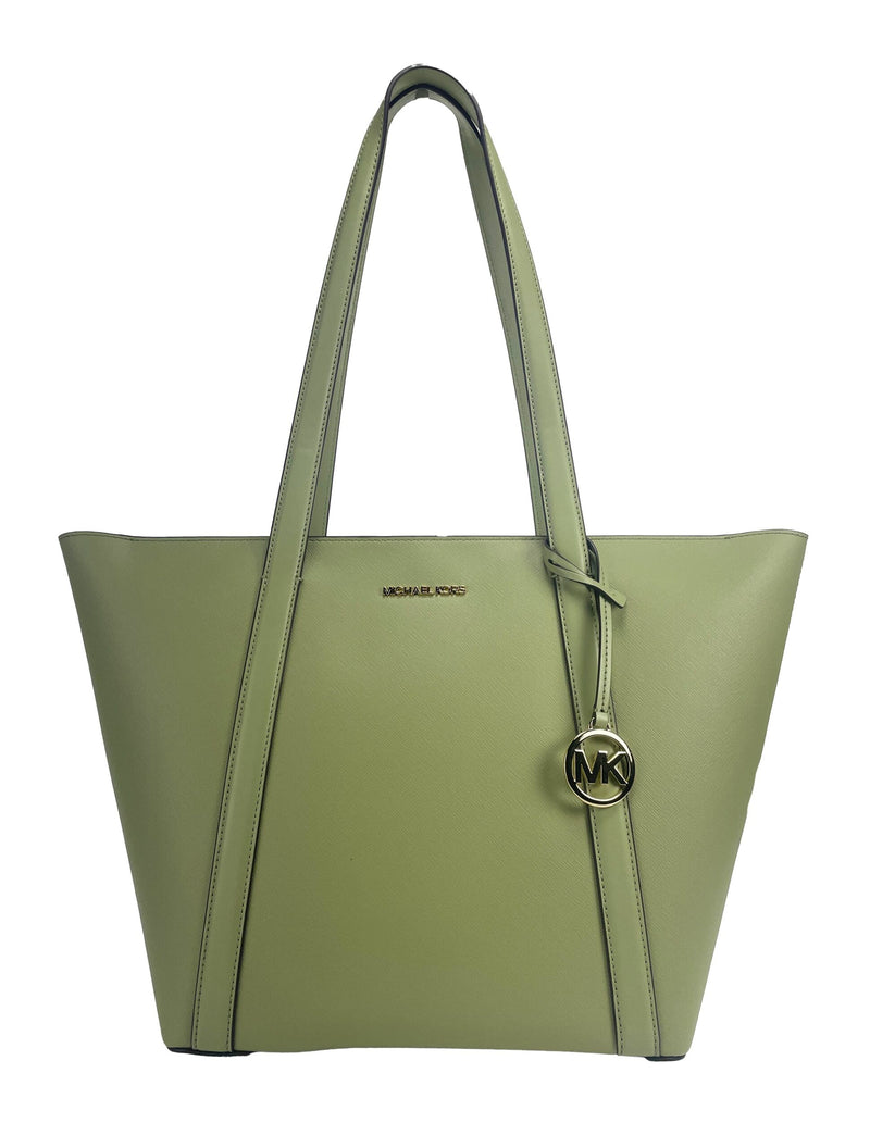 Large Pratt Shoulder Zip Tote Bag Light Sage Michael Kors