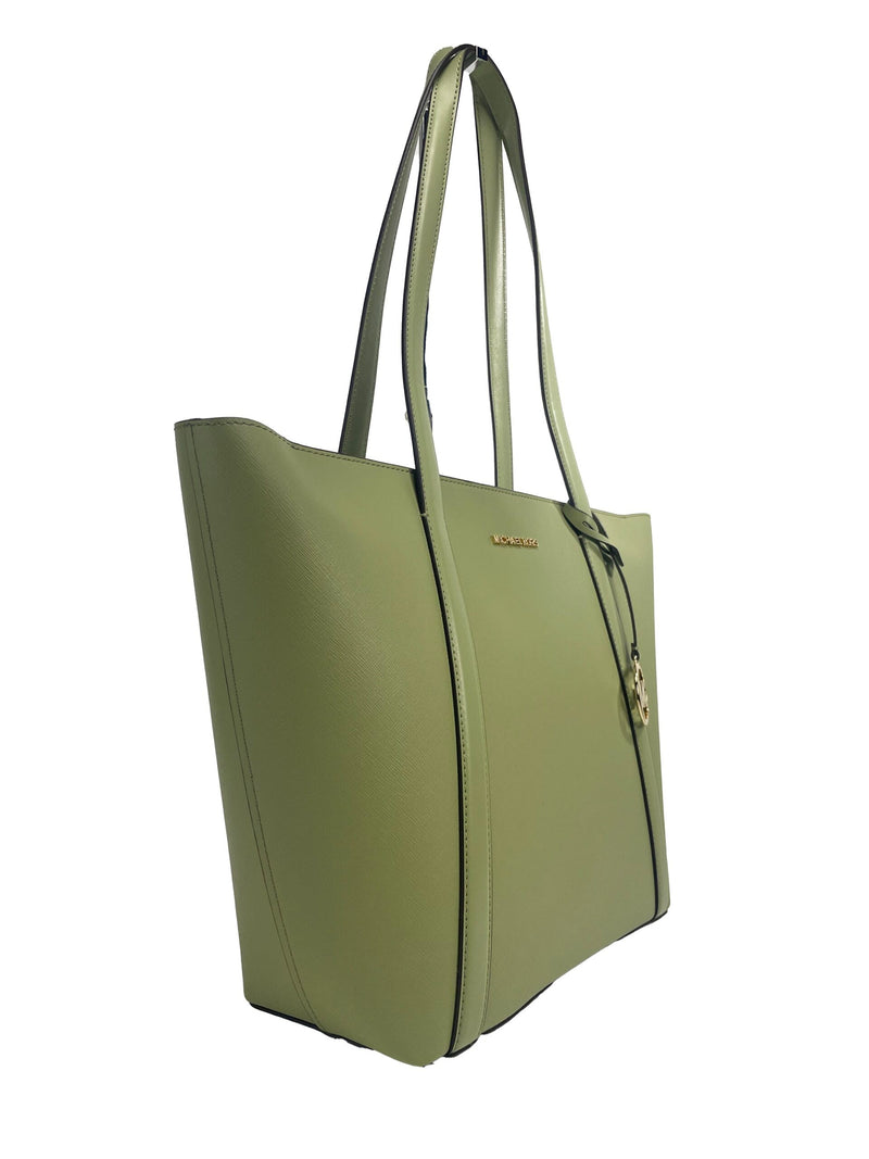 Large Pratt Shoulder Zip Tote Bag Light Sage Michael Kors