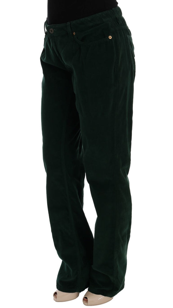 Elegant Green Cotton Blend Trousers Dolce & Gabbana