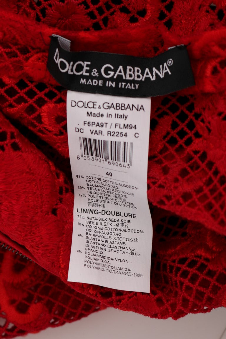 Elegant Red Sheath Dress with Silk Bow Belt Dolce & Gabbana