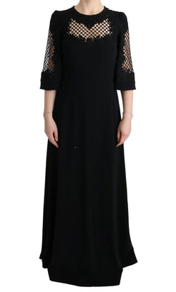 Elegant Black Floral Maxi Dress Dolce & Gabbana