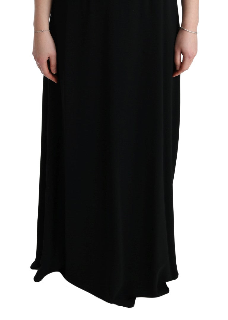 Elegant Black Floral Maxi Dress Dolce & Gabbana