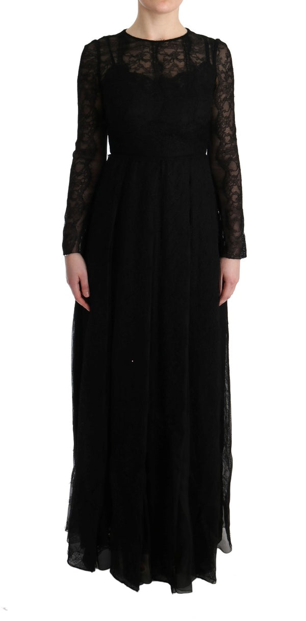 Elegant Black Sheath Long Sleeve Dress Dolce & Gabbana