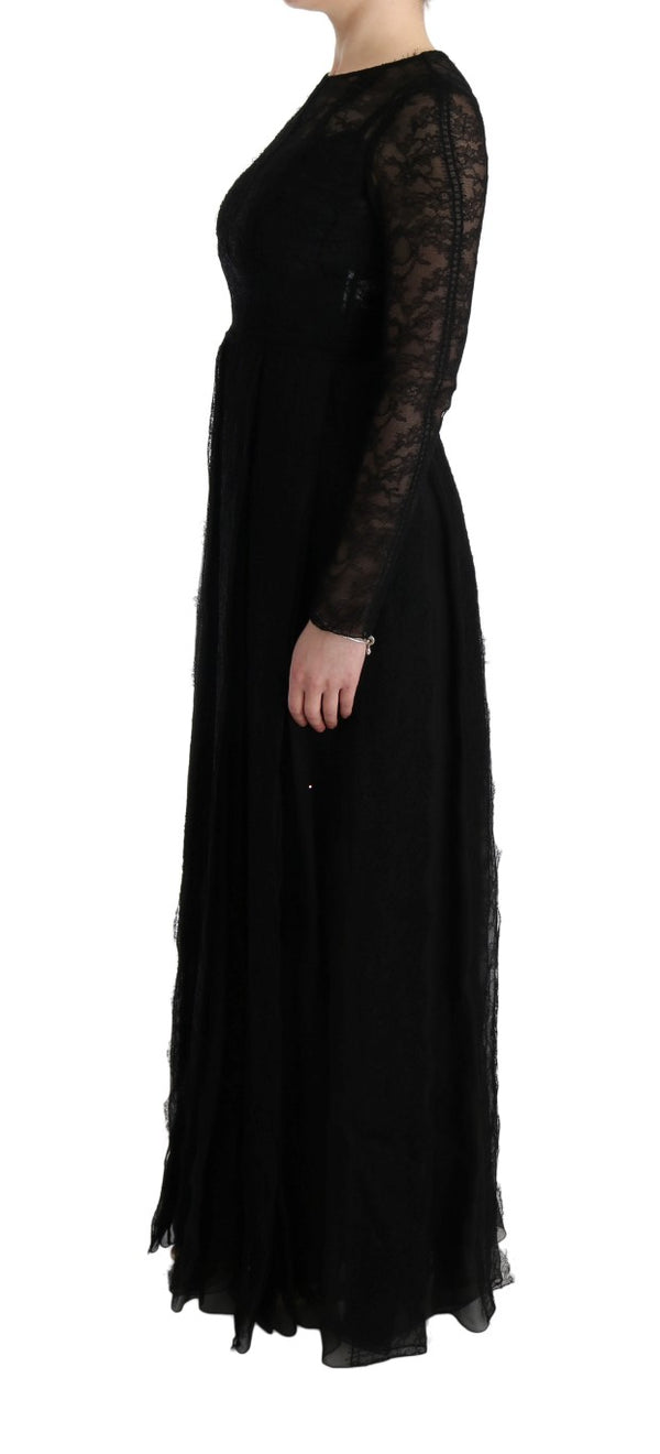 Elegant Black Sheath Long Sleeve Dress Dolce & Gabbana