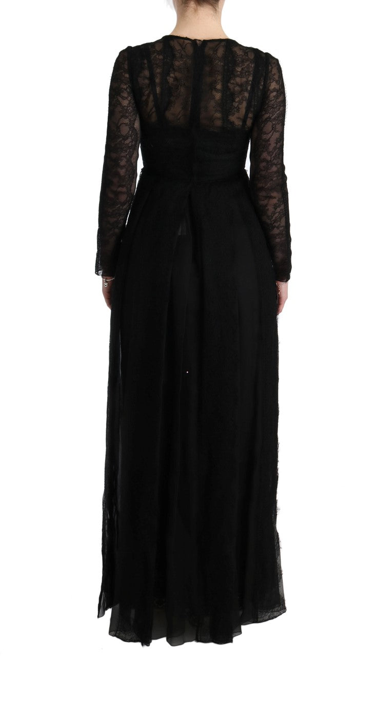 Elegant Black Sheath Long Sleeve Dress Dolce & Gabbana