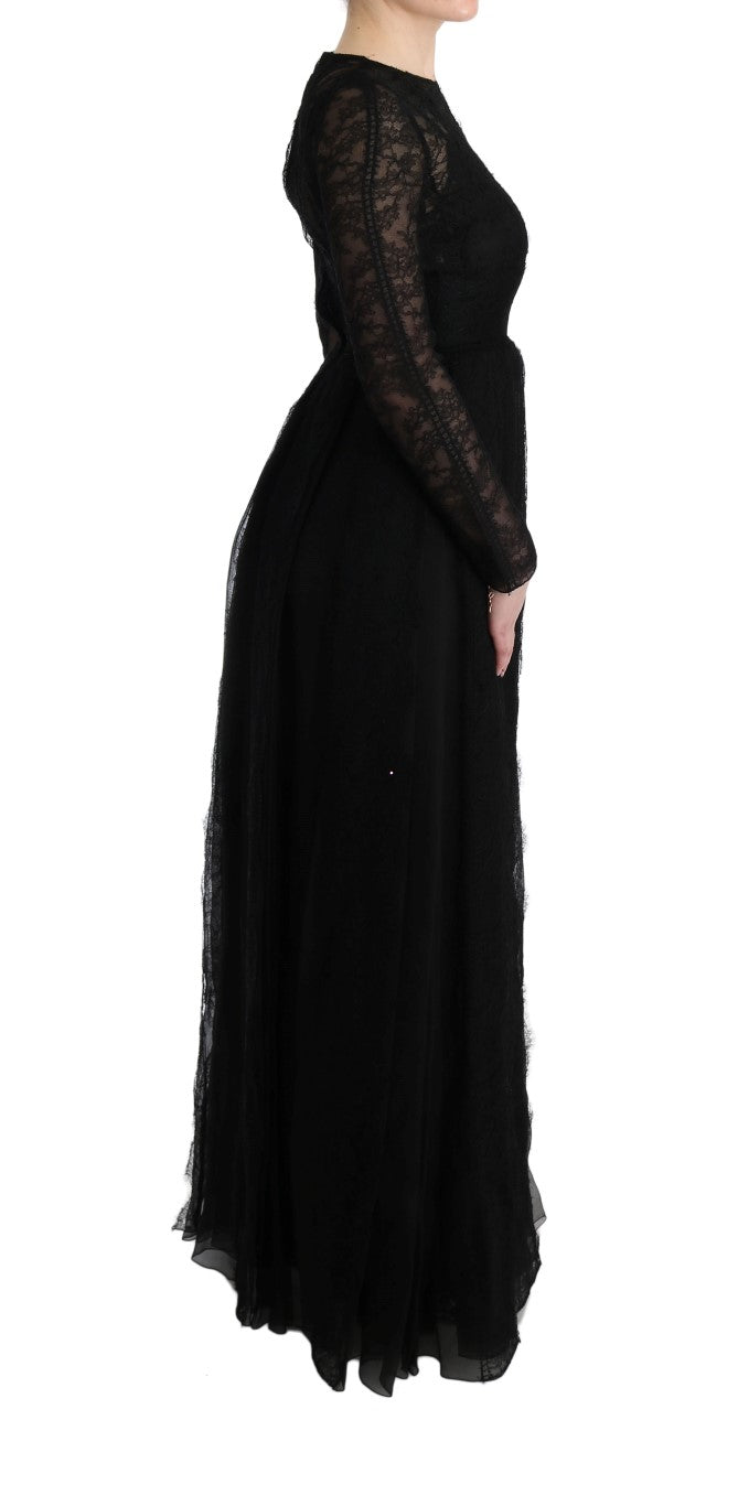 Elegant Black Sheath Long Sleeve Dress Dolce & Gabbana