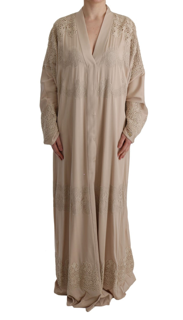 Elegant Beige Cape Kaftan Dress Dolce & Gabbana