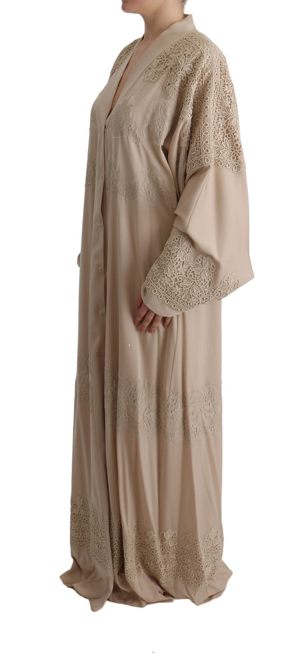 Elegant Beige Cape Kaftan Dress Dolce & Gabbana