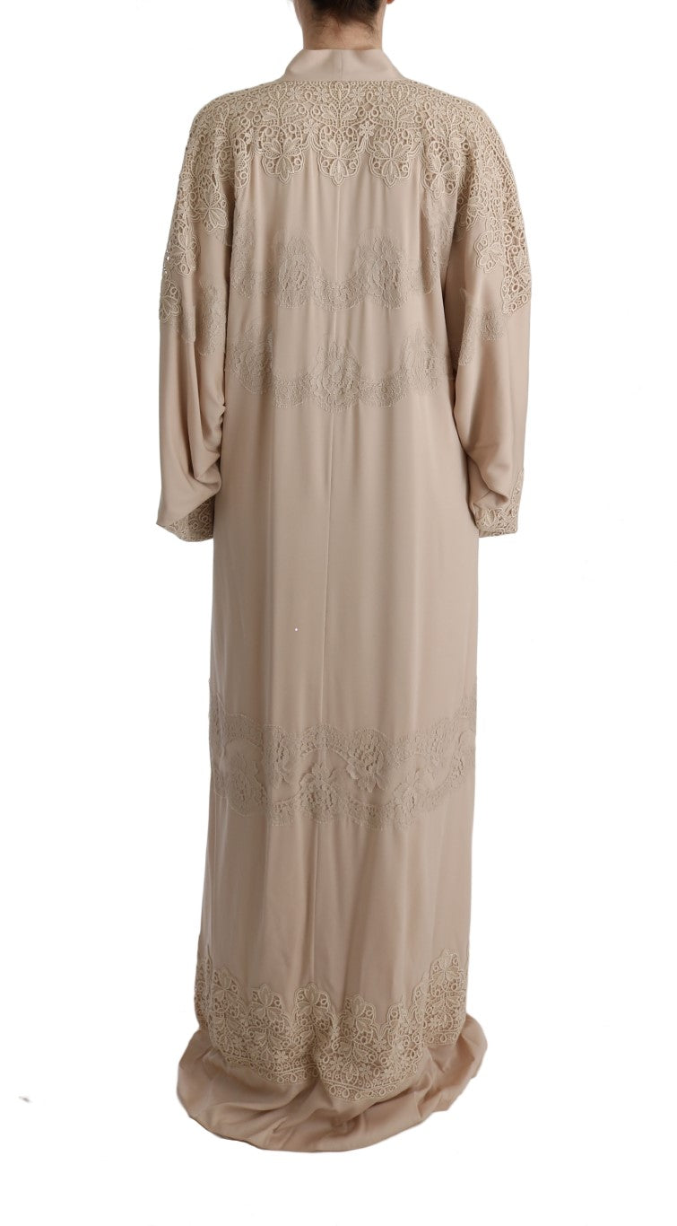 Elegant Beige Cape Kaftan Dress Dolce & Gabbana