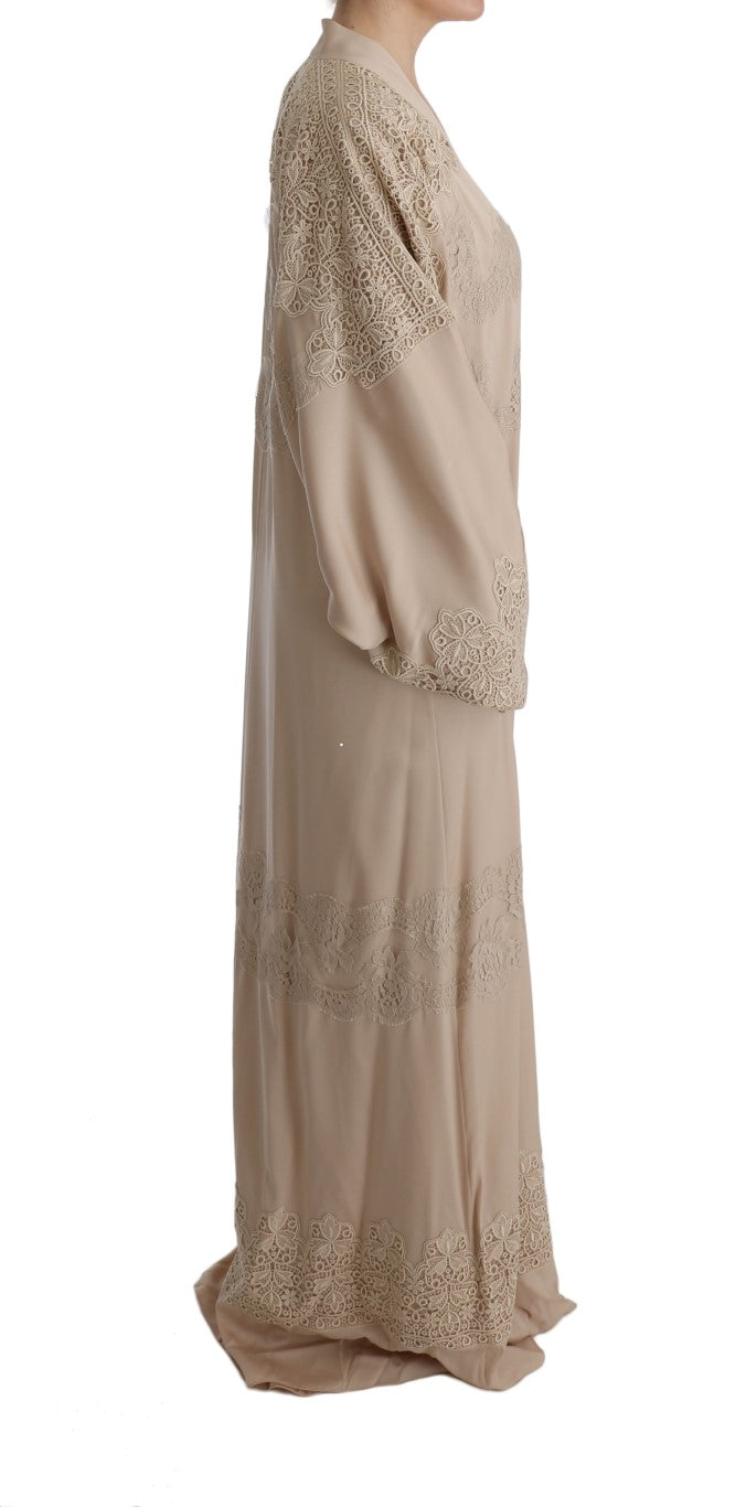 Elegant Beige Cape Kaftan Dress Dolce & Gabbana