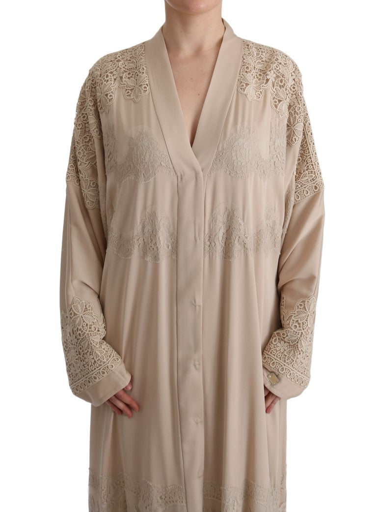 Elegant Beige Cape Kaftan Dress Dolce & Gabbana