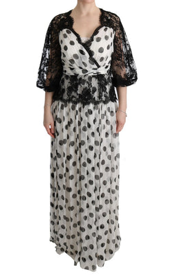 Elegant Polka Dotted Full Length Gown Dolce & Gabbana