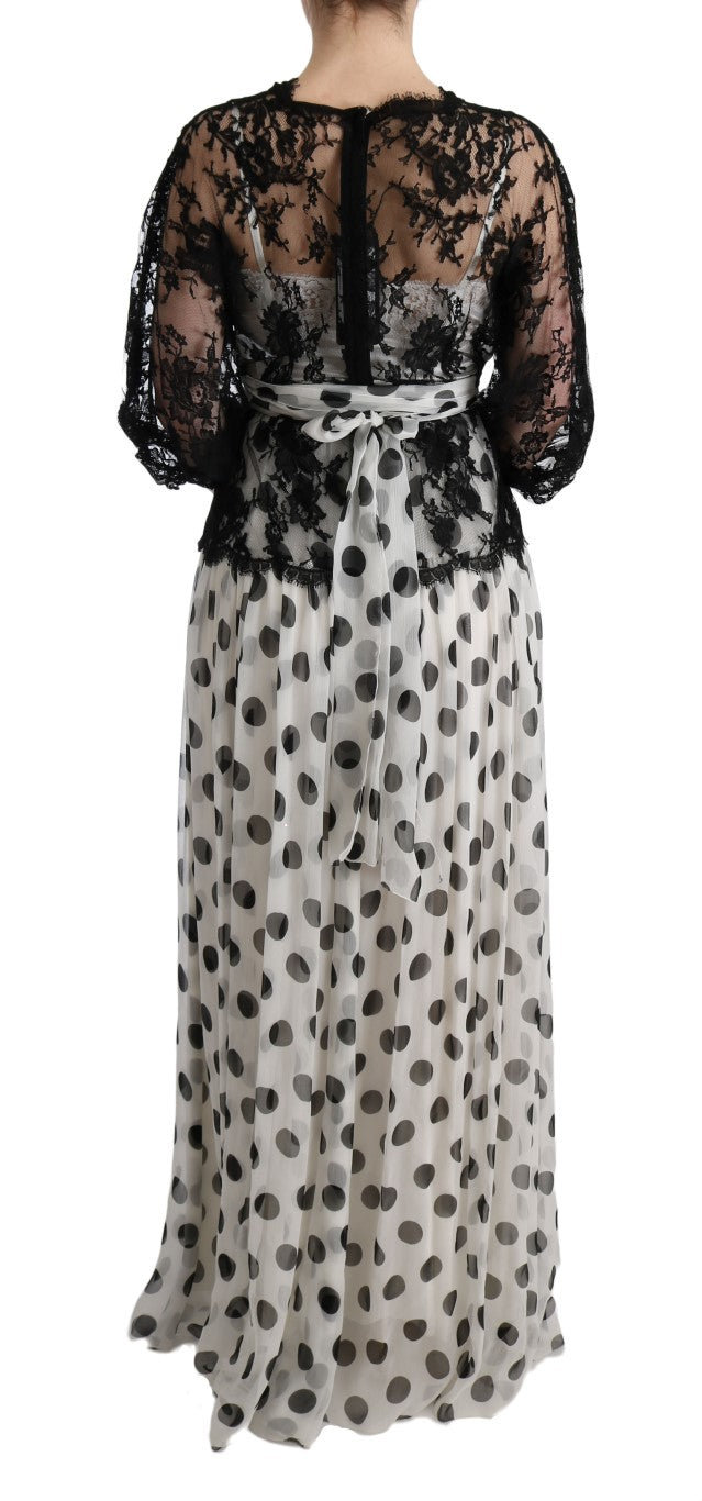 Elegant Polka Dotted Full Length Gown Dolce & Gabbana