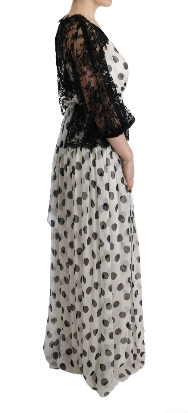 Elegant Polka Dotted Full Length Gown Dolce & Gabbana