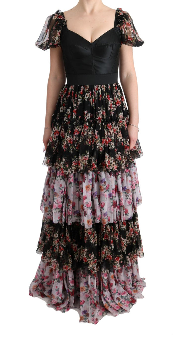 Elegant Floral Shift Dress in Multicolor Silk Blend Dolce & Gabbana