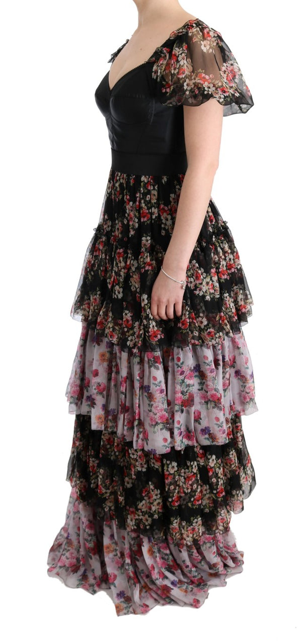 Elegant Floral Shift Dress in Multicolor Silk Blend Dolce & Gabbana