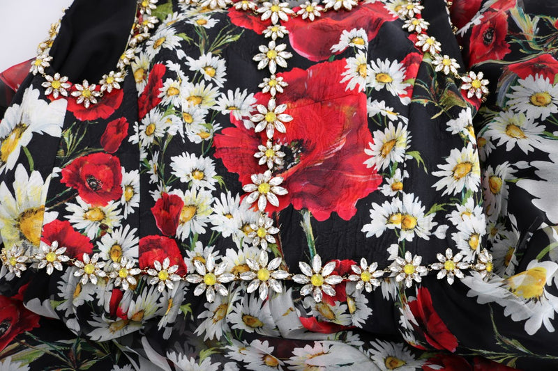 Floral Maxi Gown with Sunflower Print and Crystals Dolce & Gabbana