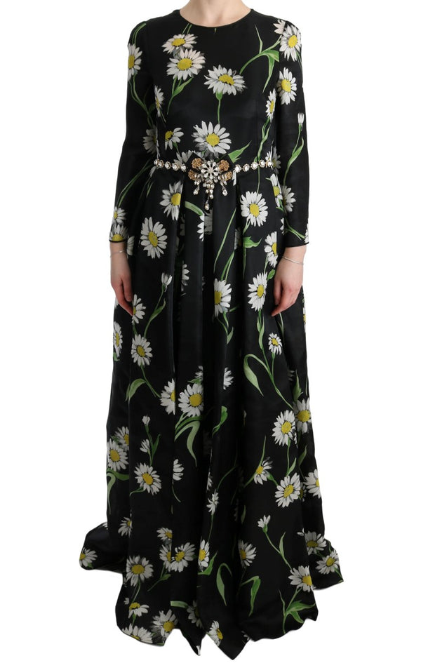 Elegant Sunflower Maxi Gown with Crystals Dolce & Gabbana