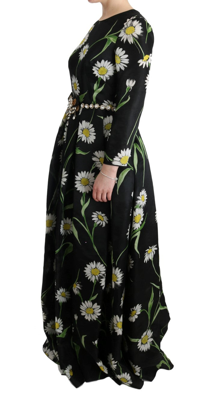 Elegant Sunflower Maxi Gown with Crystals Dolce & Gabbana