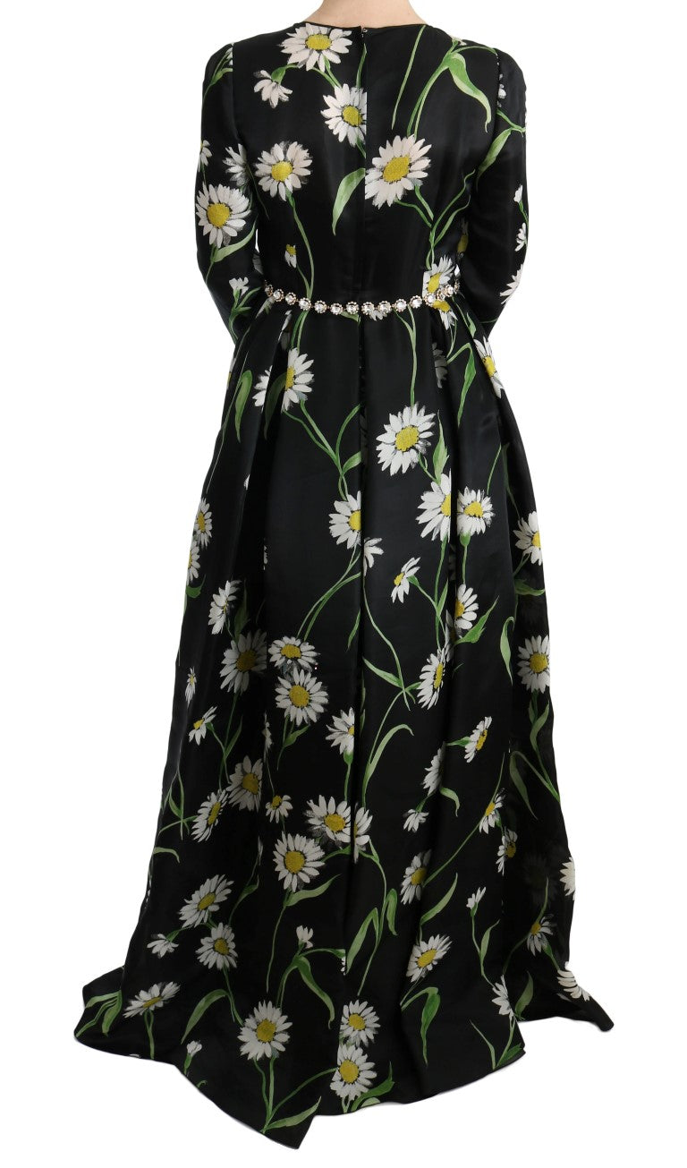 Elegant Sunflower Maxi Gown with Crystals Dolce & Gabbana