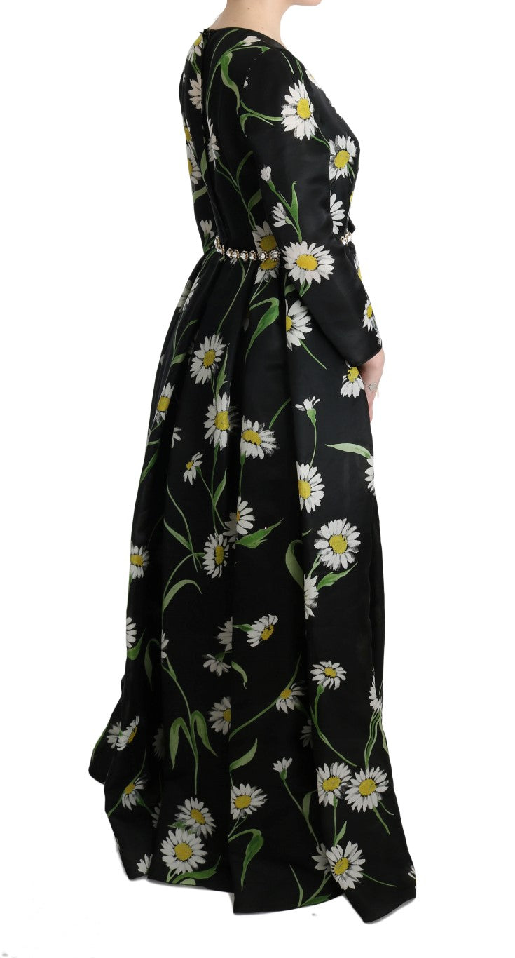 Elegant Sunflower Maxi Gown with Crystals Dolce & Gabbana