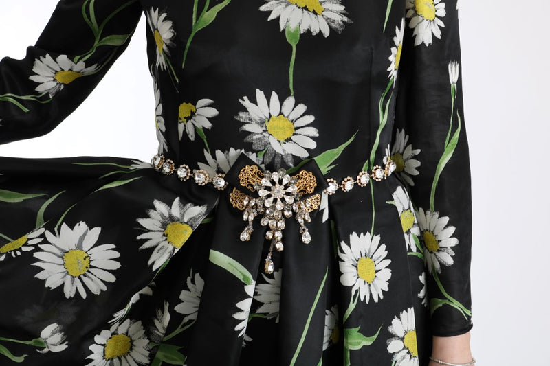 Elegant Sunflower Maxi Gown with Crystals Dolce & Gabbana