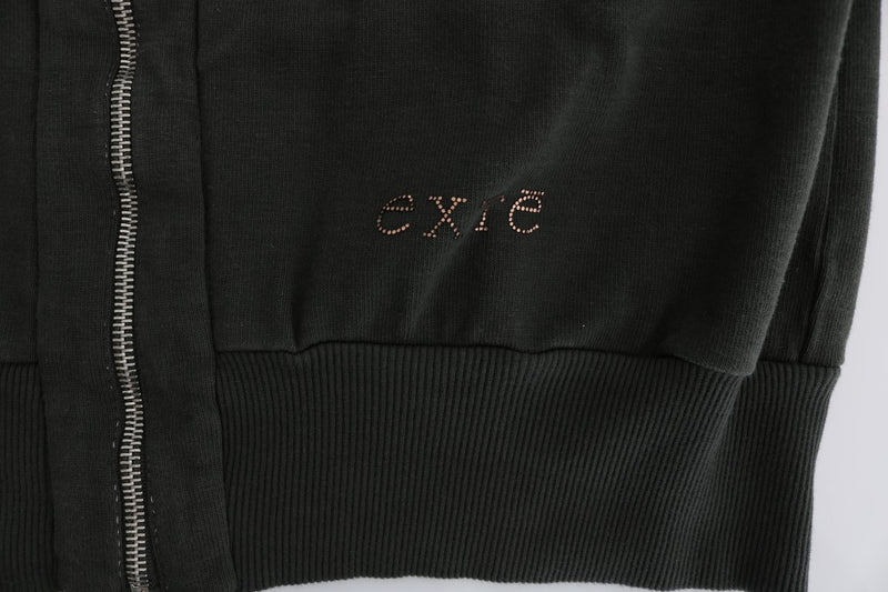 Chic Gray Full-Zip Cotton Sweater Exte