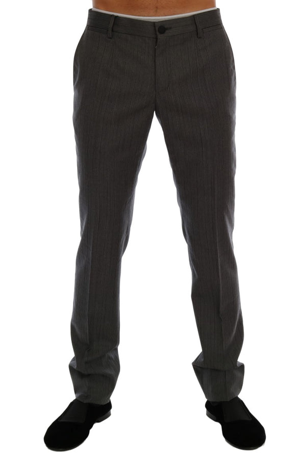 Elegant Gray Striped Wool Formal Trousers Dolce & Gabbana