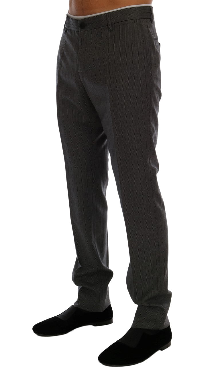 Elegant Gray Striped Wool Formal Trousers Dolce & Gabbana