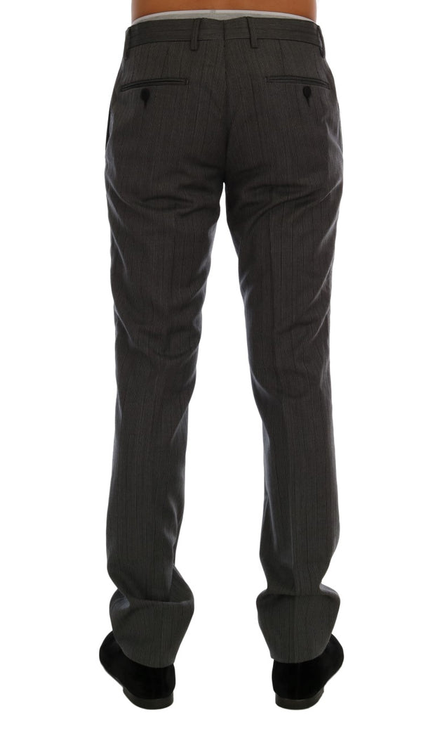 Elegant Gray Striped Wool Formal Trousers Dolce & Gabbana