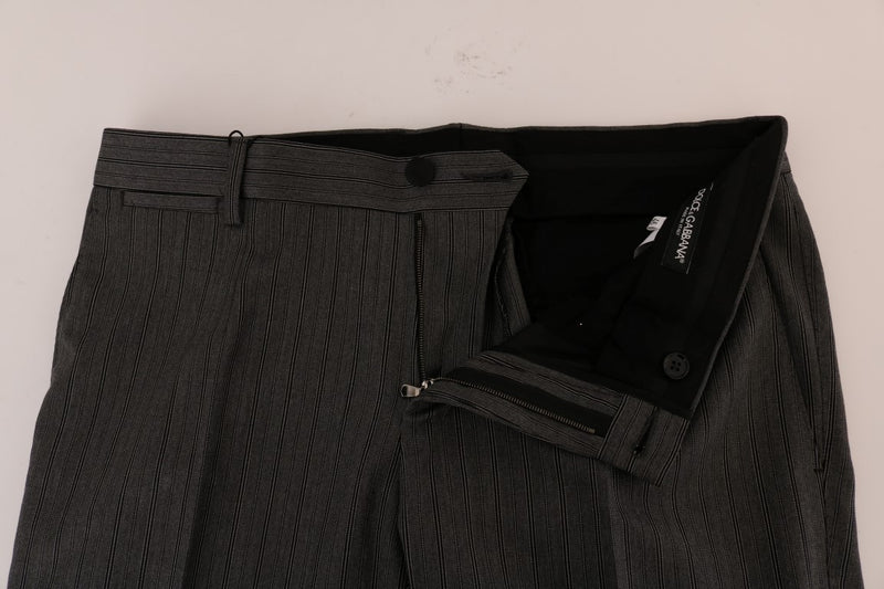 Elegant Gray Striped Wool Formal Trousers Dolce & Gabbana