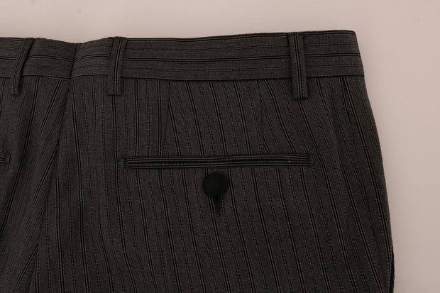 Elegant Gray Striped Wool Formal Trousers Dolce & Gabbana