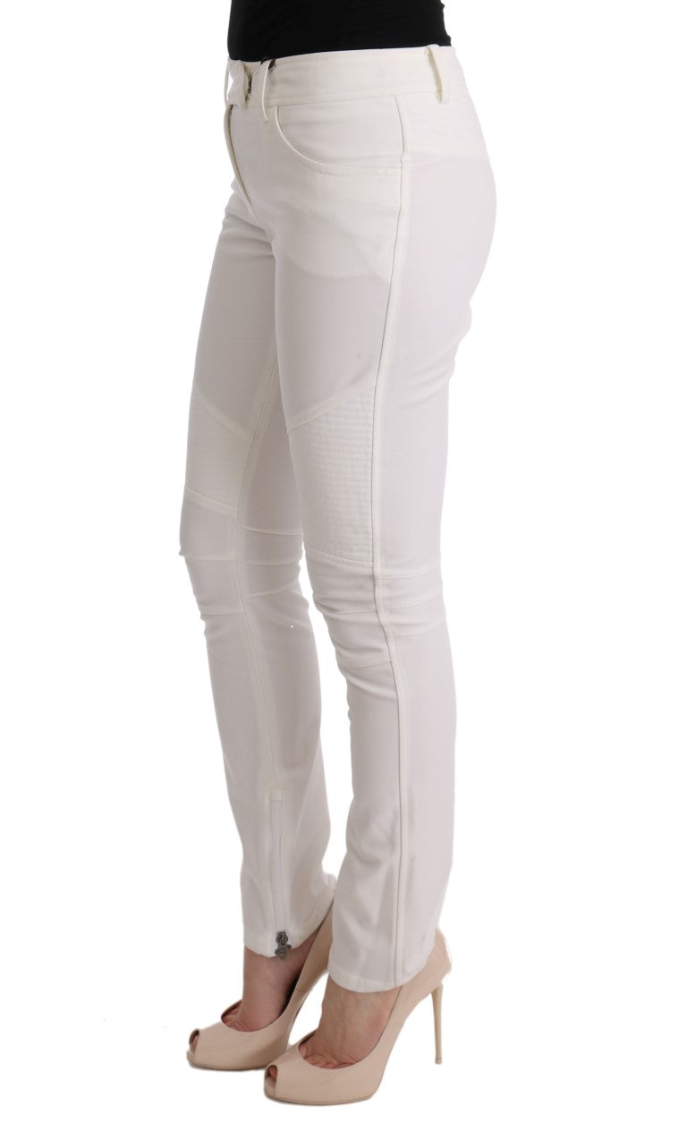 Chic White Slim Fit Cotton Pants Ermanno Scervino