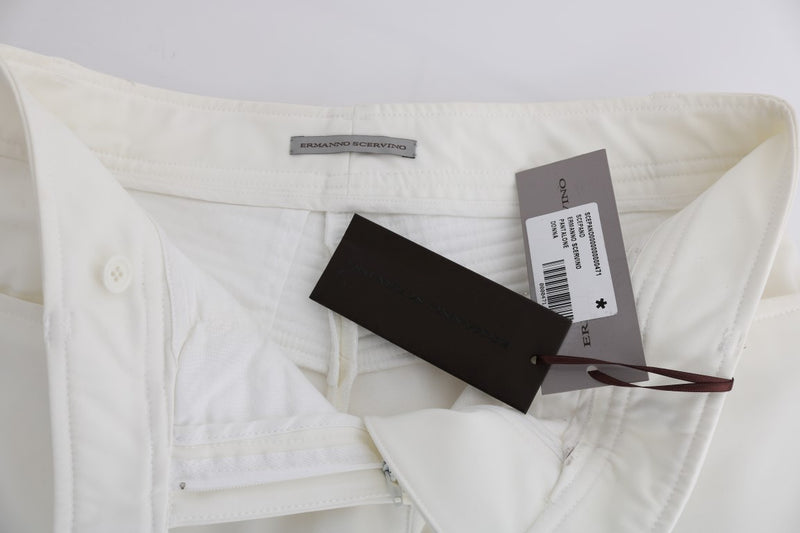 Chic White Slim Fit Cotton Pants Ermanno Scervino