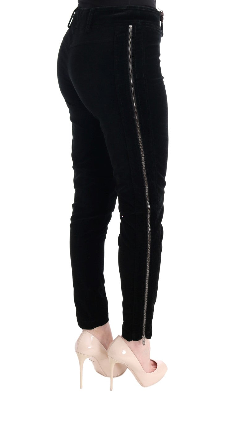 Chic Black Slim Fit Cropped Pants Ermanno Scervino