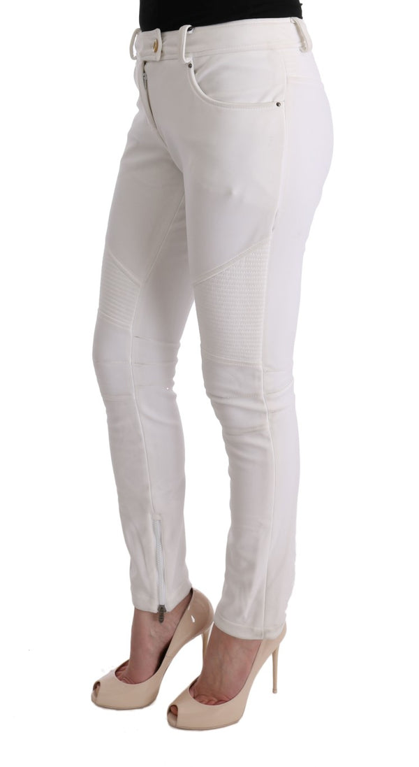 Chic White Slim Fit Cotton Pants Ermanno Scervino