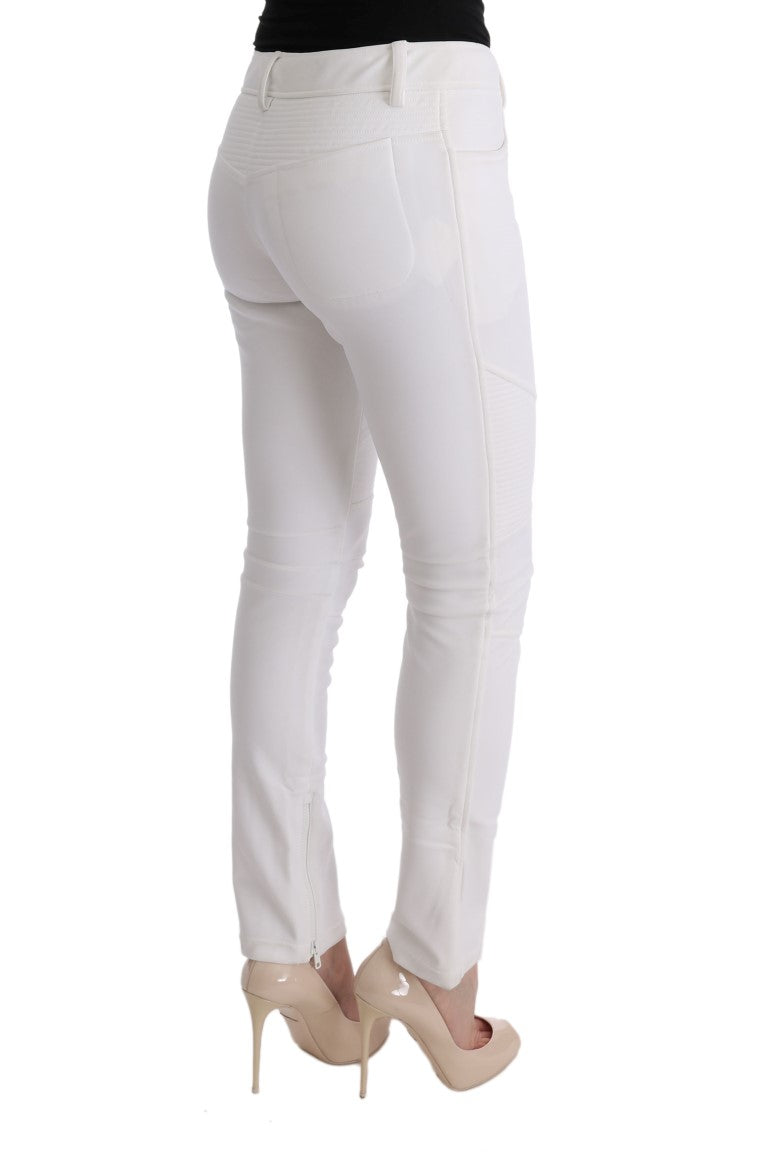 Chic White Slim Fit Cotton Trousers Ermanno Scervino