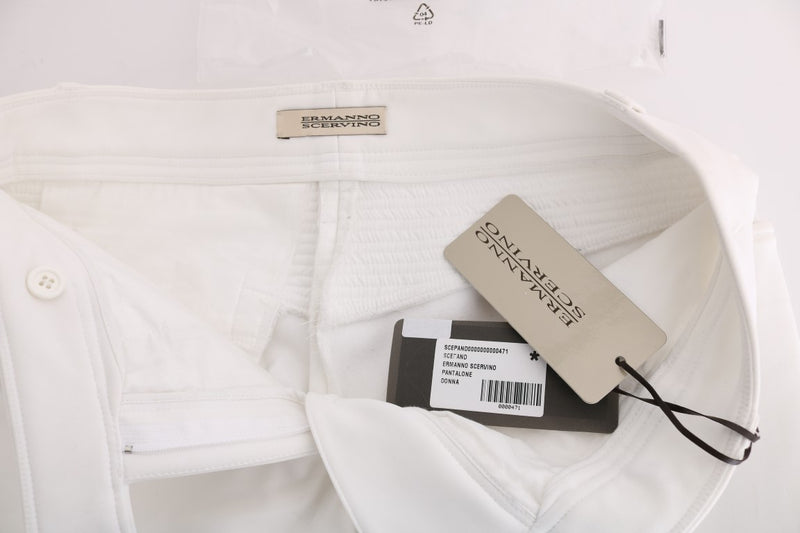 Chic White Slim Fit Cotton Trousers Ermanno Scervino