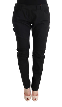 Sleek Black Cotton Slim Fit Pants Ermanno Scervino