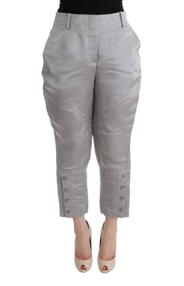 Chic Gray Cropped Silk Pants Ermanno Scervino