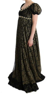 Sunflower Lace Crystal Maxi Shift Dress Dolce & Gabbana