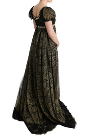 Sunflower Lace Crystal Maxi Shift Dress Dolce & Gabbana