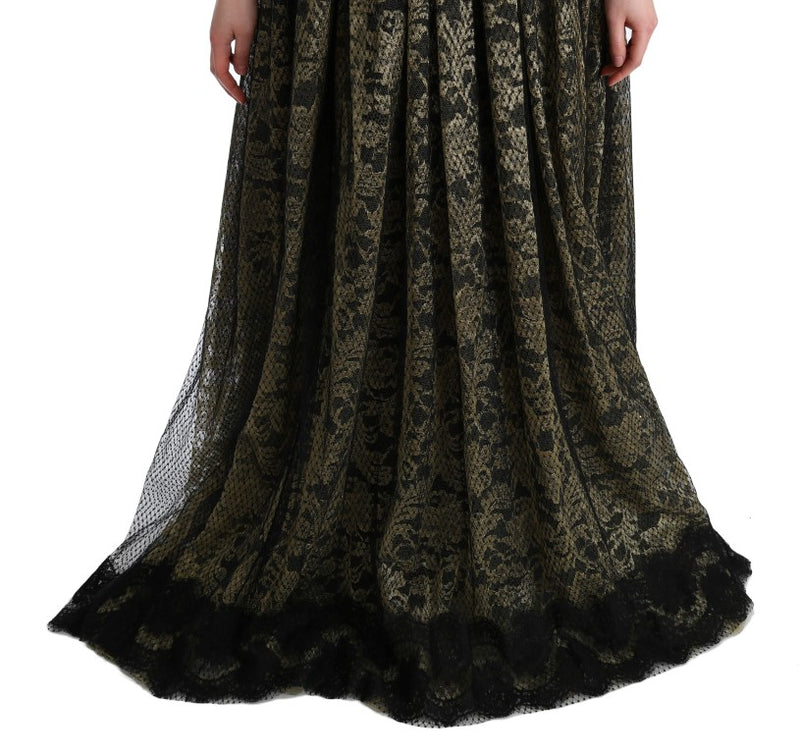 Sunflower Lace Crystal Maxi Shift Dress Dolce & Gabbana